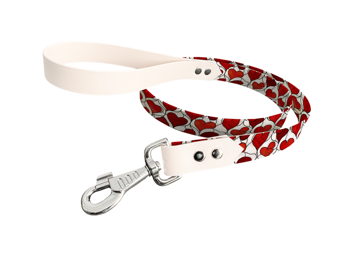 Laisse bicolore en BioThane® avec longe imprimée – Collection Saint Valentin- Coloris au choix
