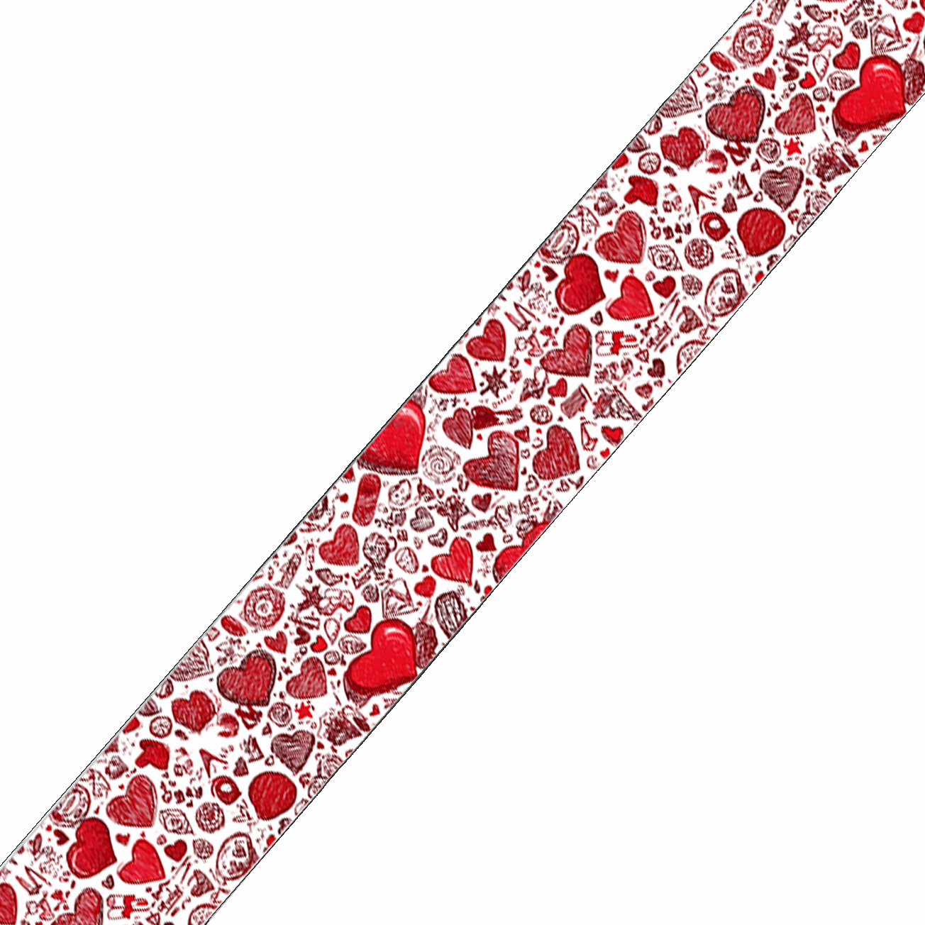 BioThane imprimé – Cœurs rouges doodle