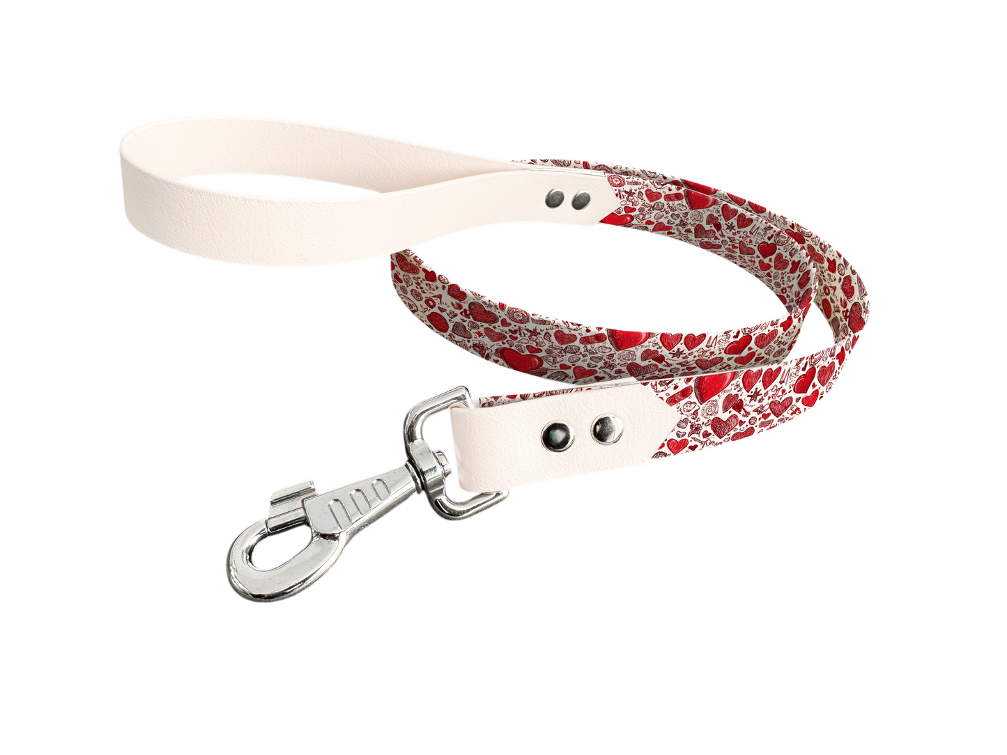 Laisse bicolore en BioThane® avec longe imprimée – Collection Saint Valentin- Coloris au choix