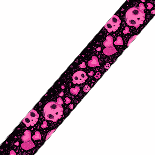 BioThane imprimé – Crânes roses & cœurs