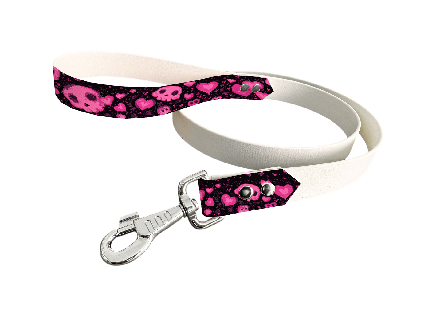 Laisse bicolore en BioThane® avec poignée imprimée – Collection Saint Valentin- Coloris au choix