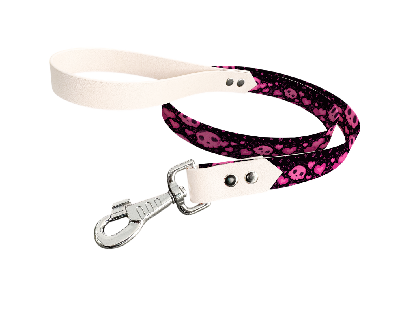 Laisse bicolore en BioThane® avec longe imprimée – Collection Saint Valentin- Coloris au choix