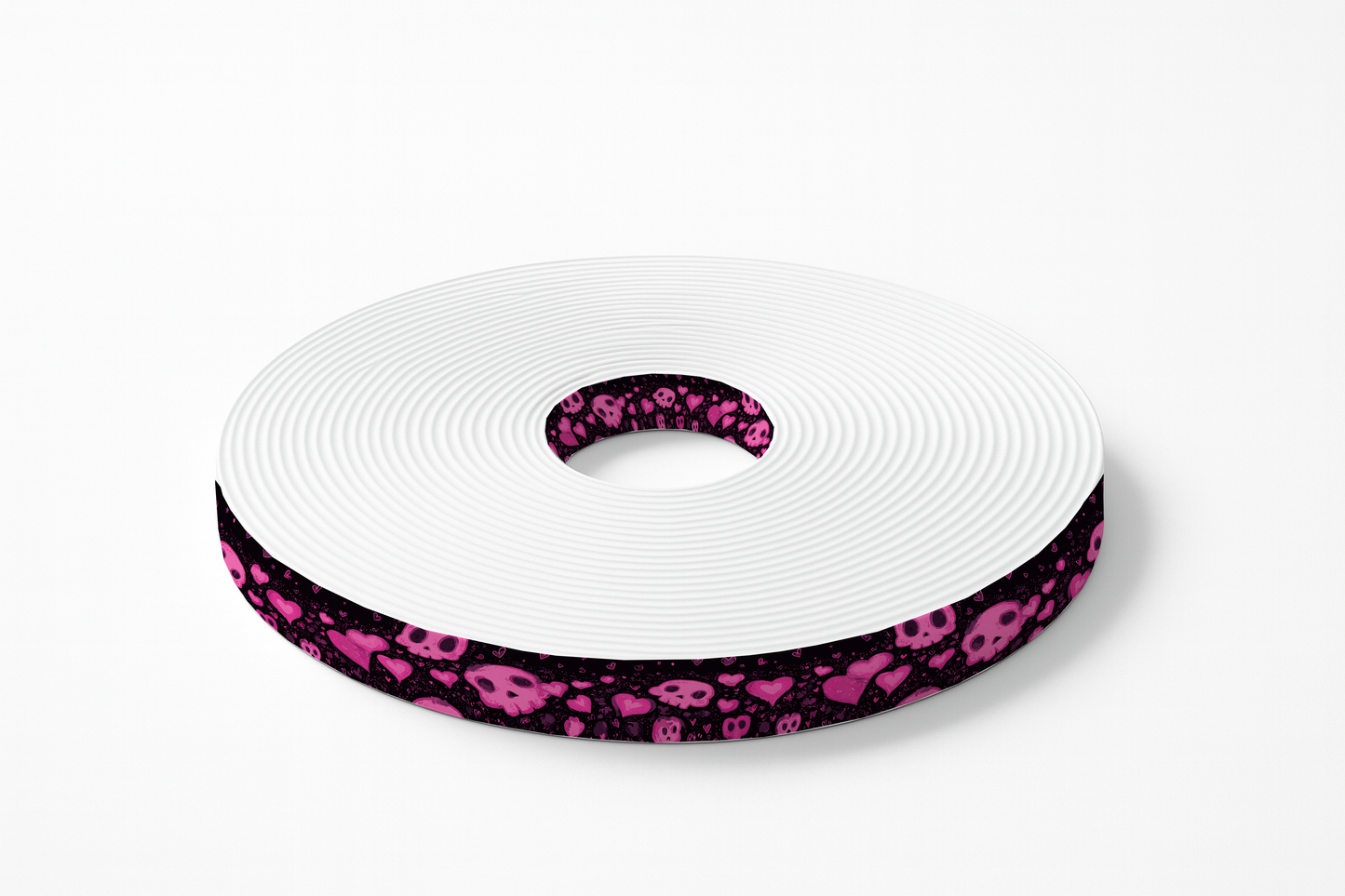 BioThane imprimé – Crânes roses & cœurs