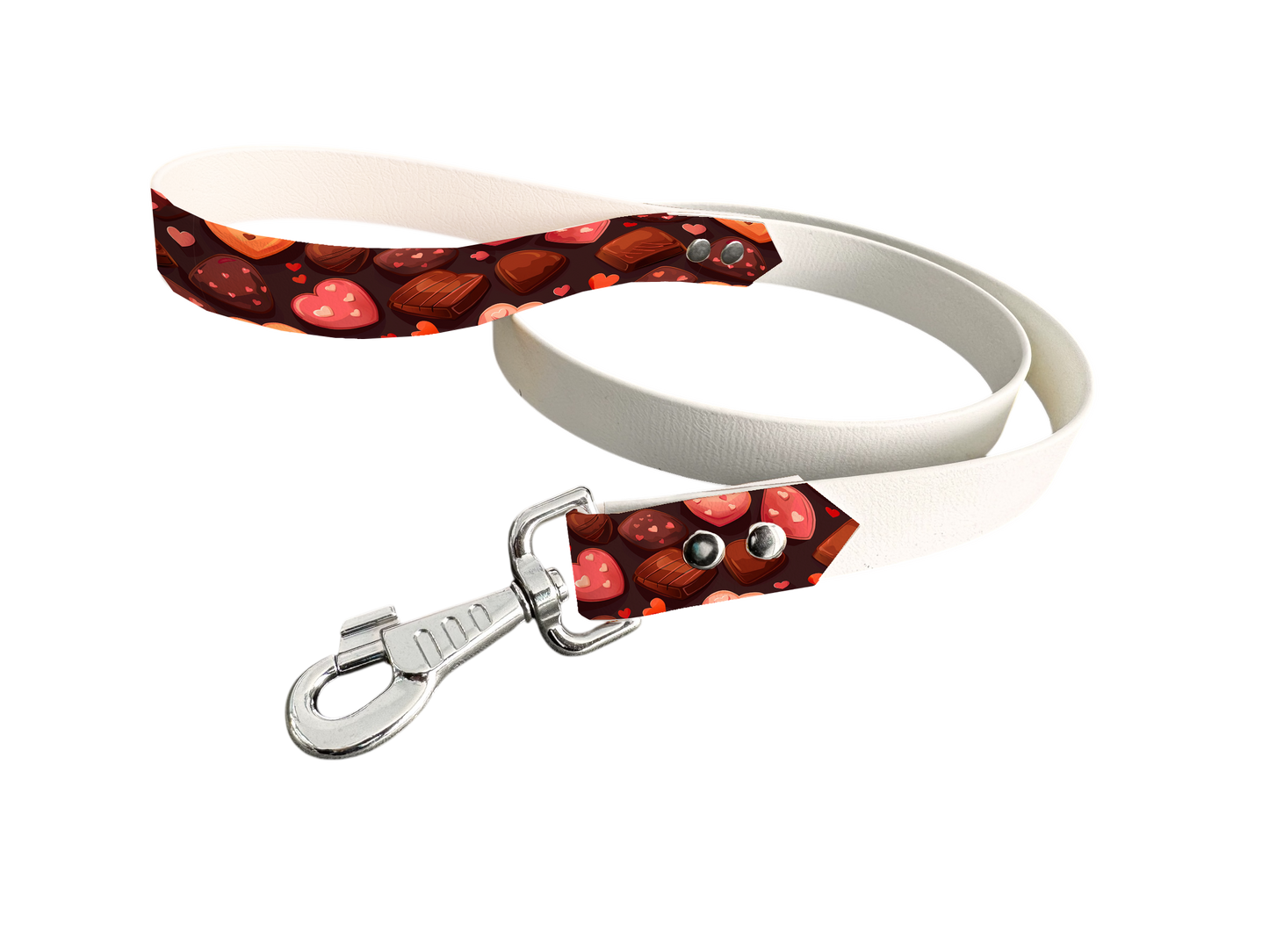 Laisse bicolore en BioThane® avec poignée imprimée – Collection Saint Valentin- Coloris au choix