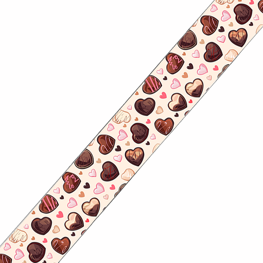 BioThane imprimé – Chocolats & cœurs fond crème