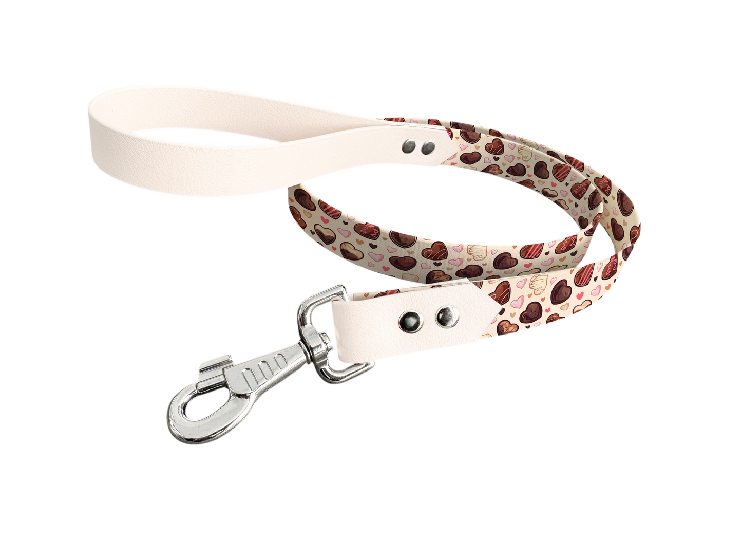 Laisse bicolore en BioThane® avec longe imprimée – Collection Saint Valentin- Coloris au choix