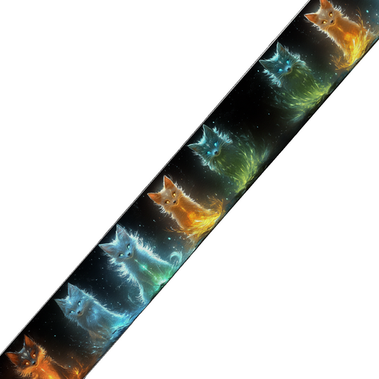 Motif BioThane imprimé – Loups galactiques multicolores