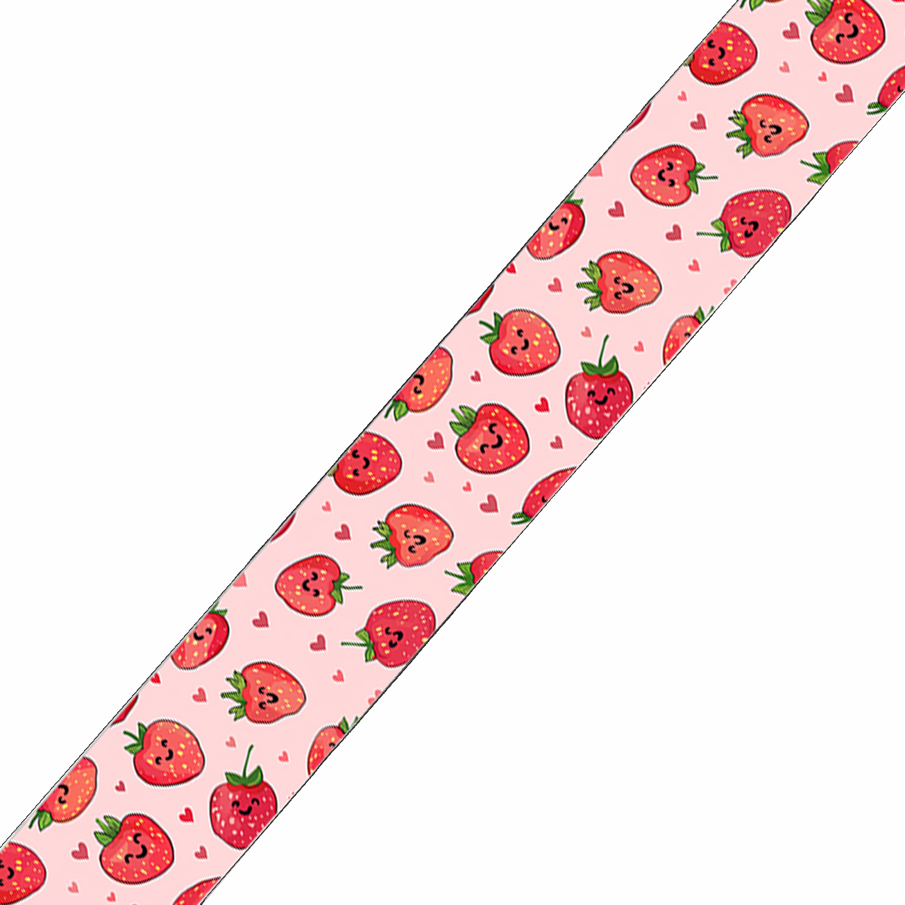 BioThane imprimé – Fraises kawaii & petits cœurs