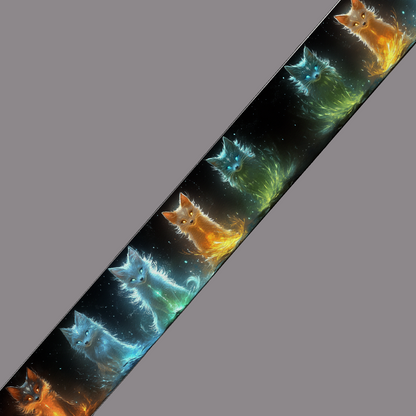 Motif BioThane imprimé – Loups galactiques multicolores