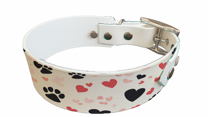 Collier bicolore large pour chien en BioThane® imprimé – Collection Saint valentin– 38/25 mm