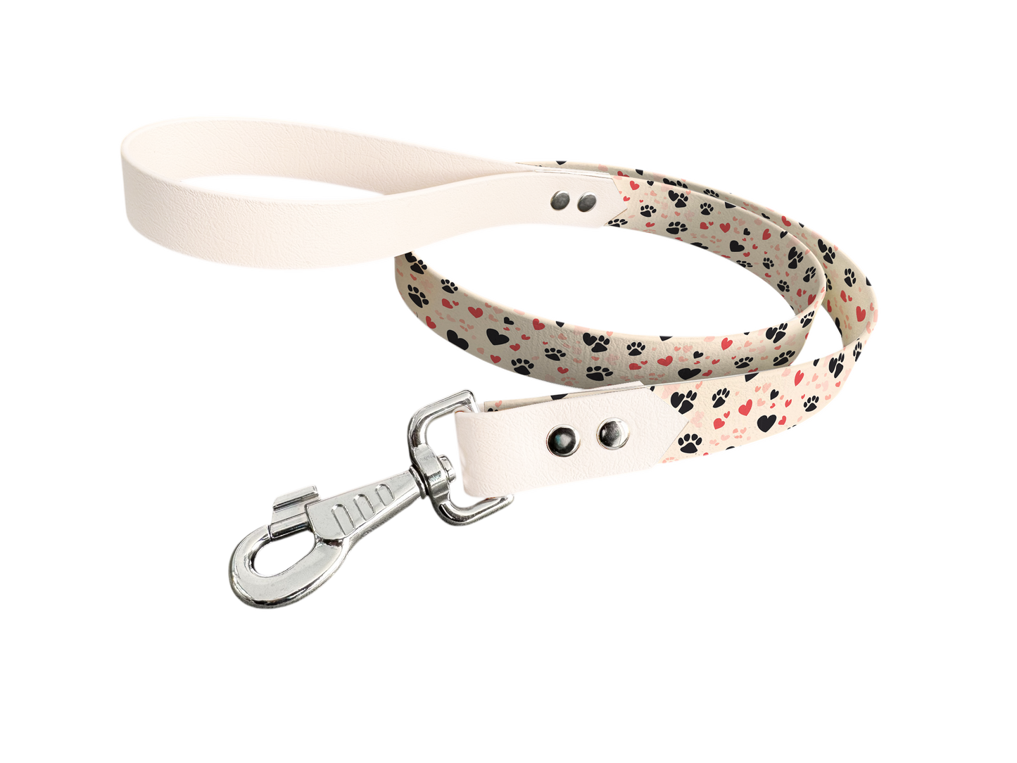 Laisse bicolore en BioThane® avec longe imprimée – Collection Saint Valentin- Coloris au choix