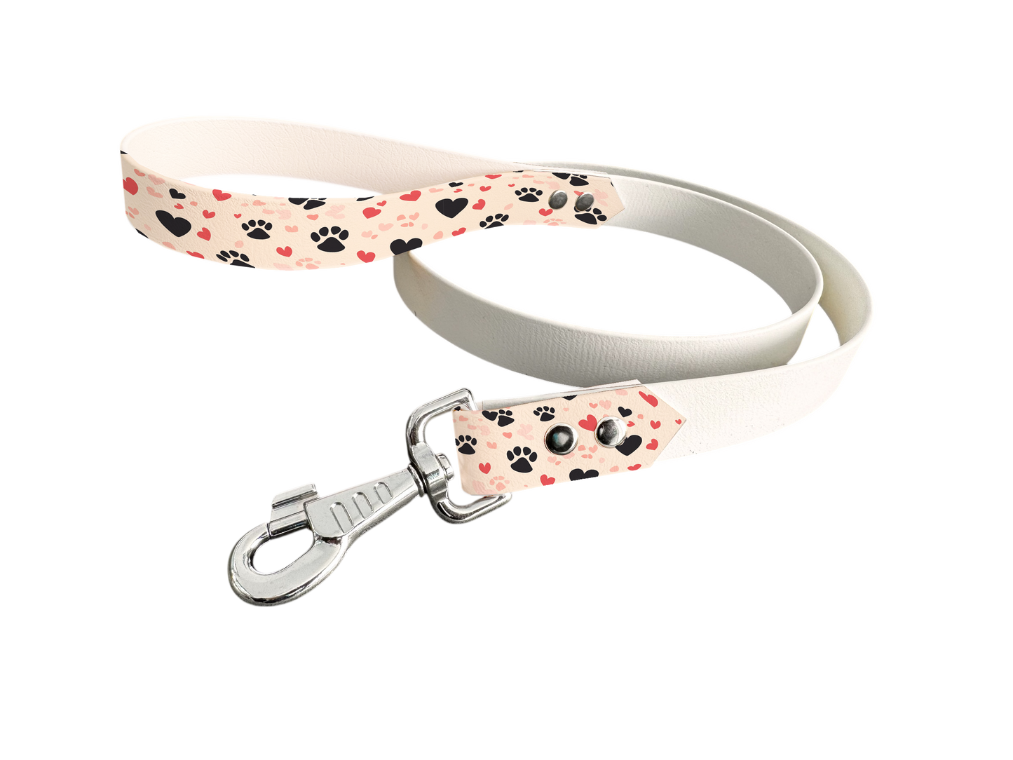 Laisse bicolore en BioThane® avec poignée imprimée – Collection Saint Valentin- Coloris au choix