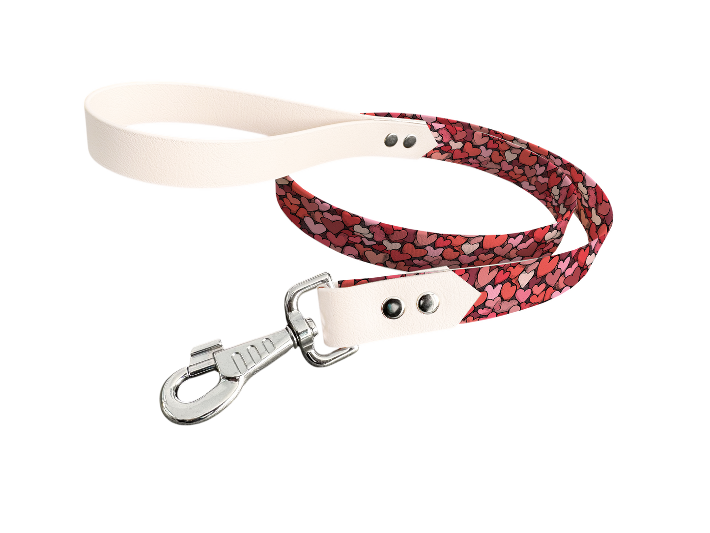 Laisse bicolore en BioThane® avec longe imprimée – Collection Saint Valentin- Coloris au choix