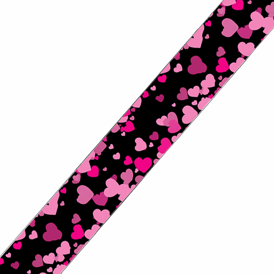 BioThane imprimé – Cœurs roses sur fond noir
