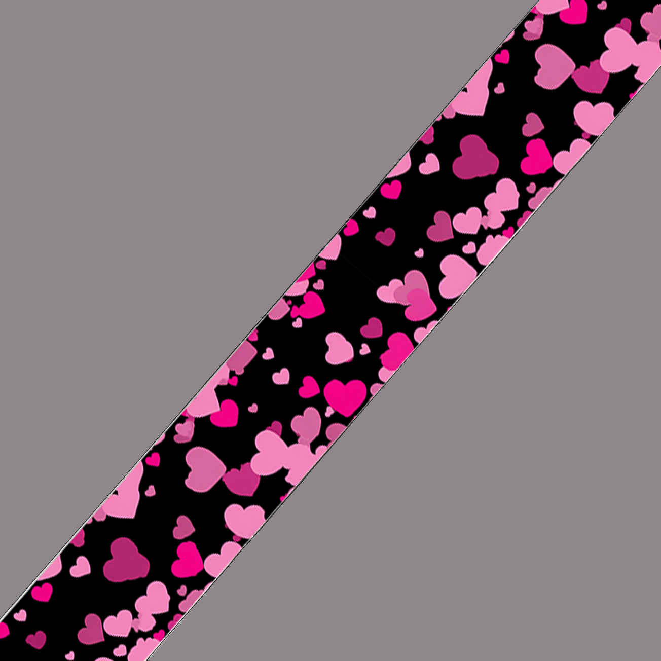 BioThane imprimé – Cœurs roses sur fond noir