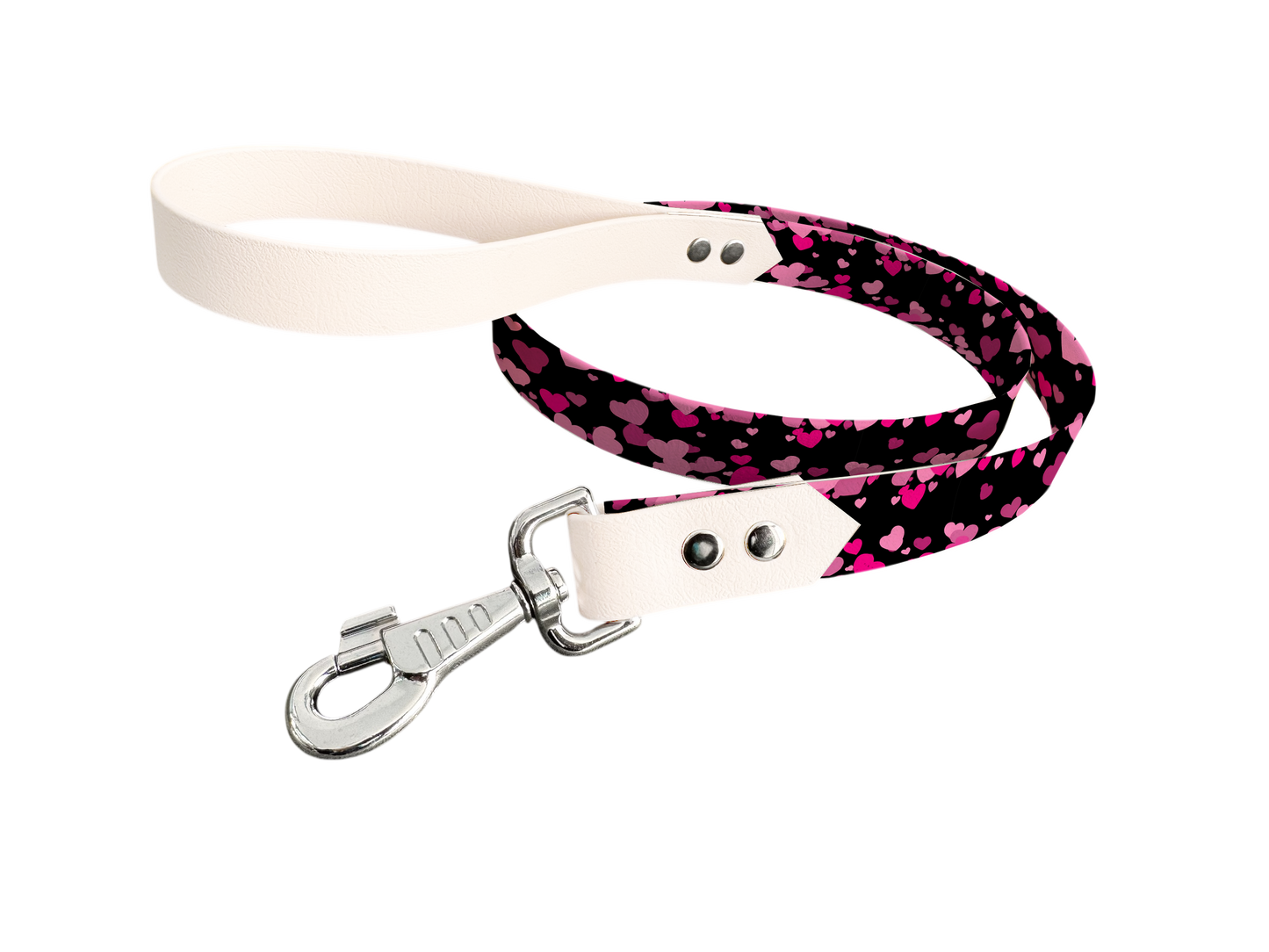 Laisse bicolore en BioThane® avec longe imprimée – Collection Saint Valentin- Coloris au choix