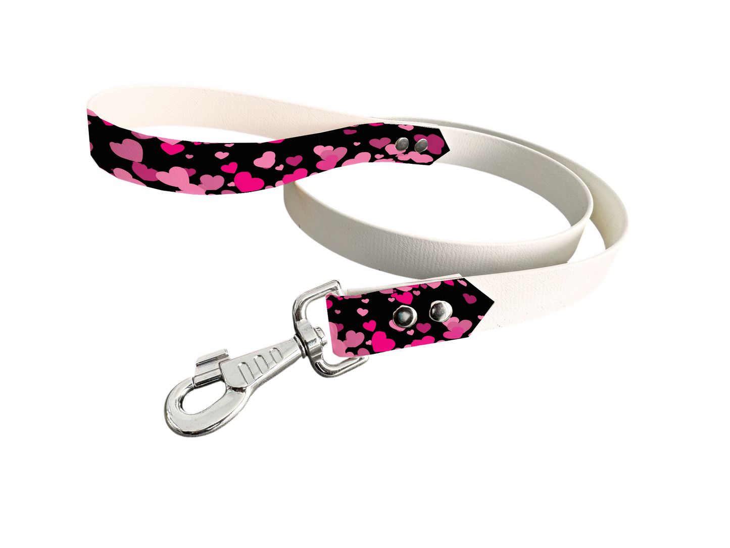 Laisse bicolore en BioThane® avec poignée imprimée – Collection Saint Valentin- Coloris au choix