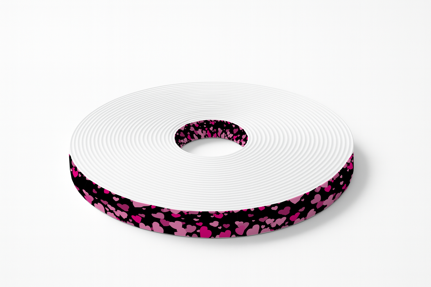 BioThane imprimé – Cœurs roses sur fond noir