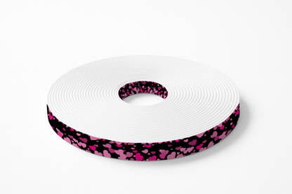 BioThane imprimé – Cœurs roses sur fond noir