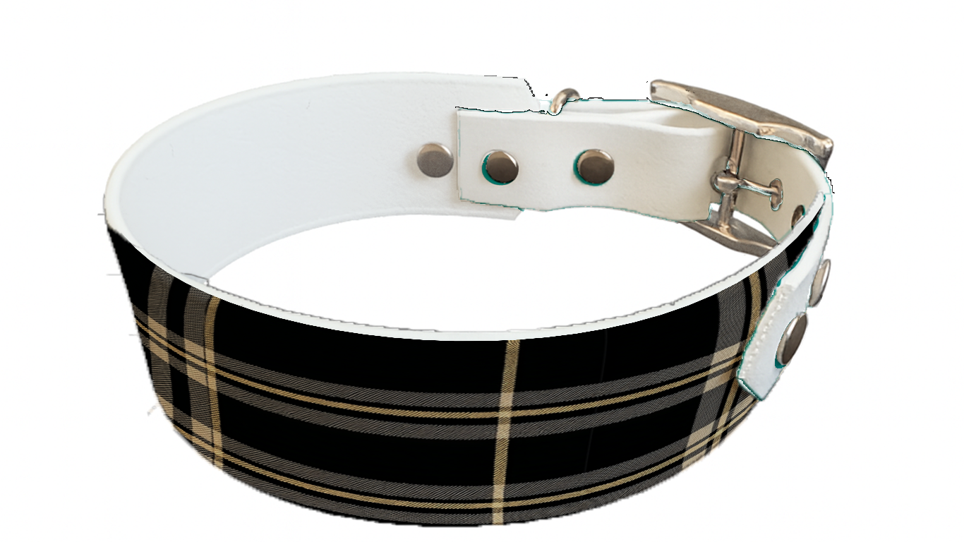 Collier bicolore large pour chien en BioThane® imprimé – Collection Tartan– 38/25 mm