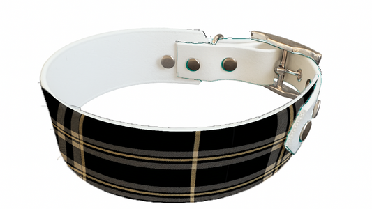 Collier bicolore large pour chien en BioThane® imprimé – Collection Tartan– 38/25 mm
