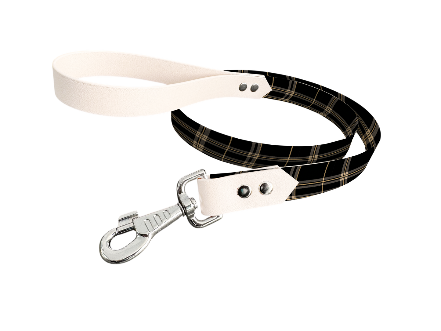Laisse bicolore en BioThane® avec longe imprimée – Collection Tartan- Coloris au choix