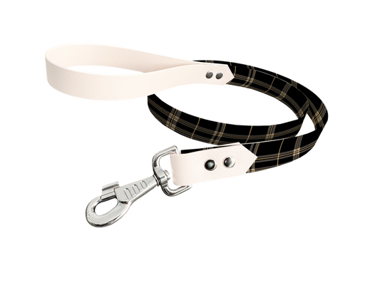 Laisse bicolore en BioThane® avec longe imprimée – Collection Tartan- Coloris au choix