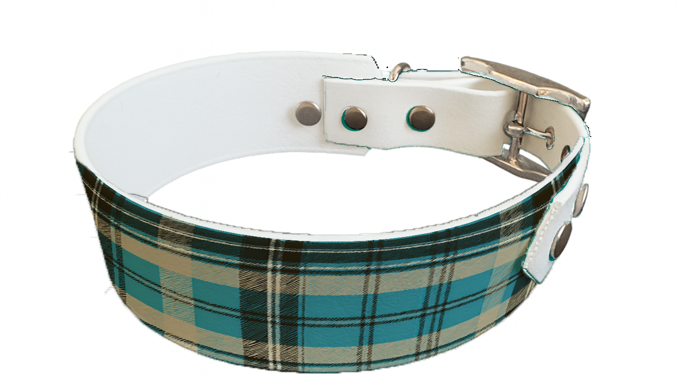 Collier bicolore large pour chien en BioThane® imprimé – Collection Tartan– 38/25 mm