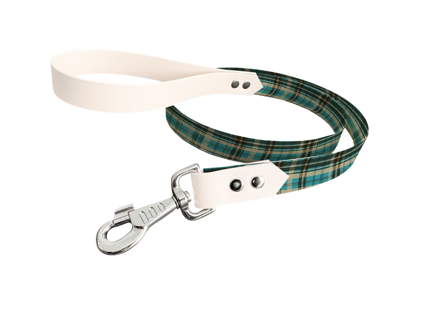 Laisse bicolore en BioThane® avec longe imprimée – Collection Tartan- Coloris au choix