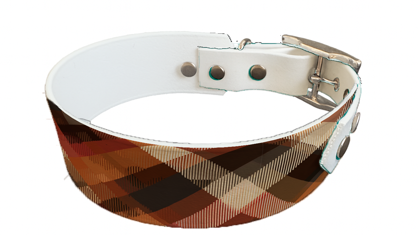 Collier bicolore large pour chien en BioThane® imprimé – Collection Tartan– 38/25 mm