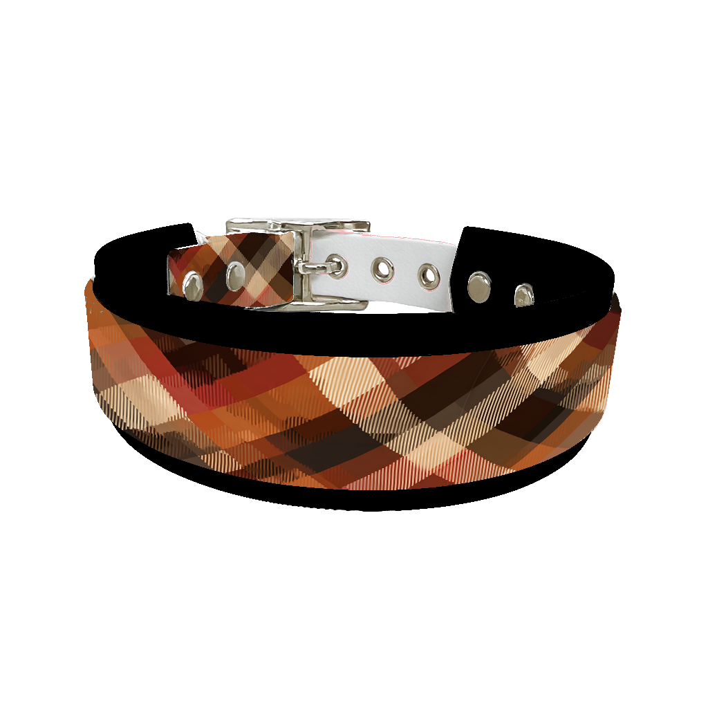 Collier double large pour chien en BioThane® imprimé – Collection tartan– 38/25 mm