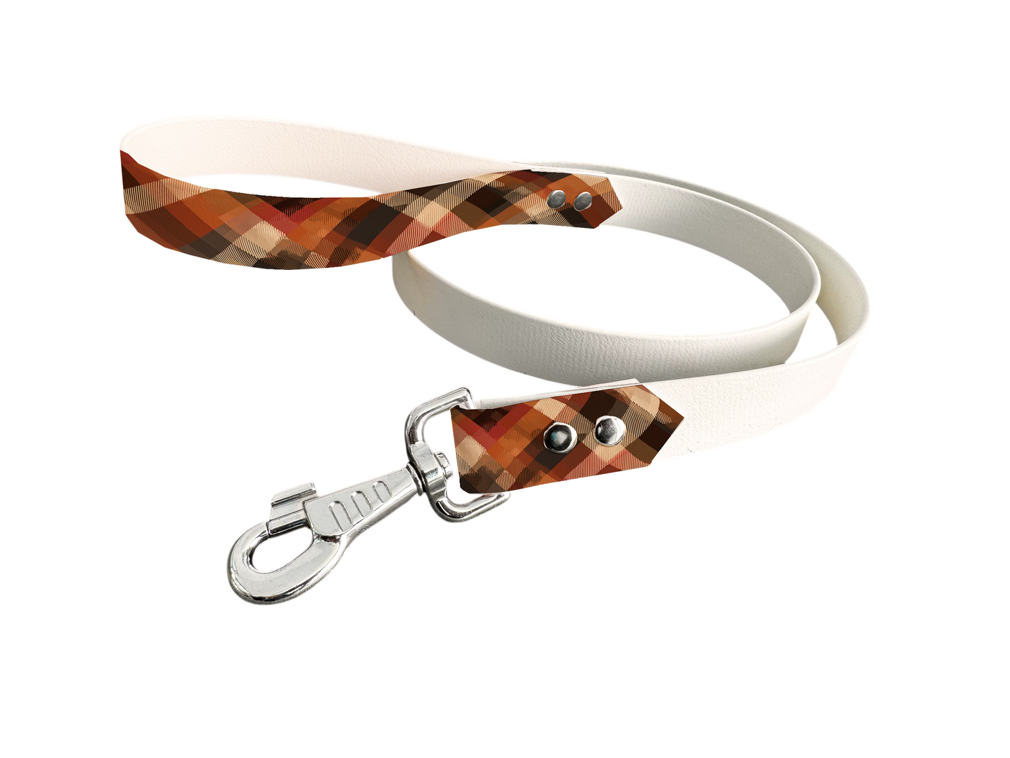 Laisse bicolore en BioThane® avec poignée imprimée – Collection Tartan - Coloris au choix