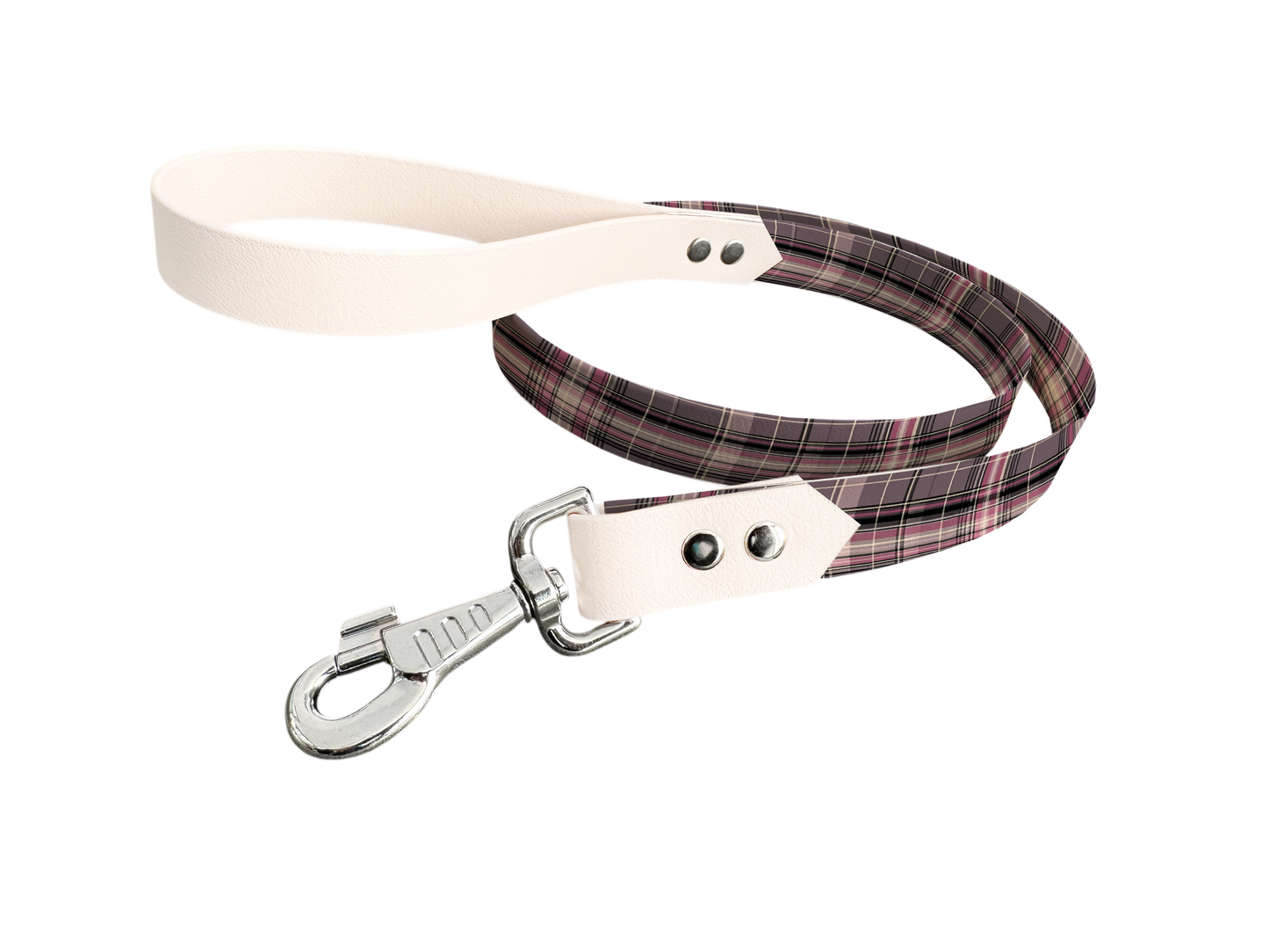 Laisse bicolore en BioThane® avec longe imprimée – Collection Tartan- Coloris au choix
