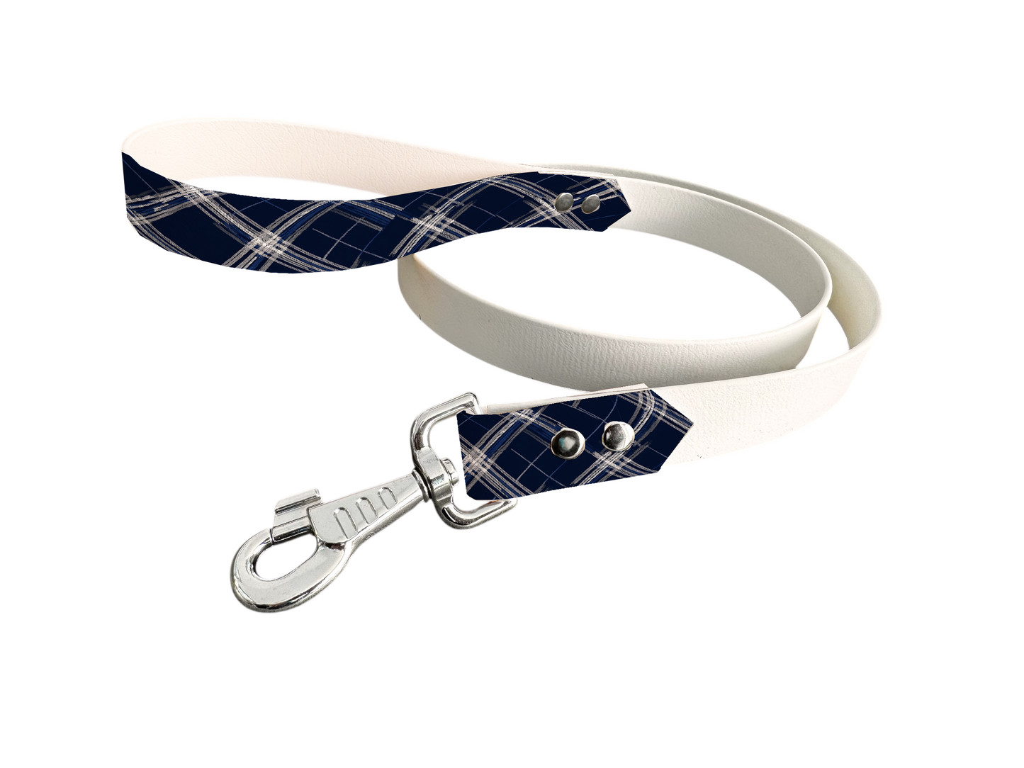 Laisse bicolore en BioThane® avec poignée imprimée – Collection Tartan - Coloris au choix