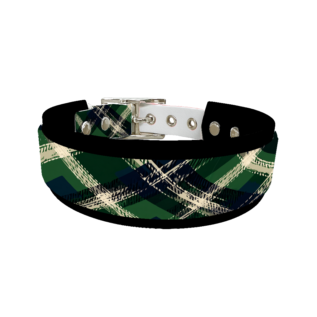 Collier double large pour chien en BioThane® imprimé – Collection tartan– 38/25 mm