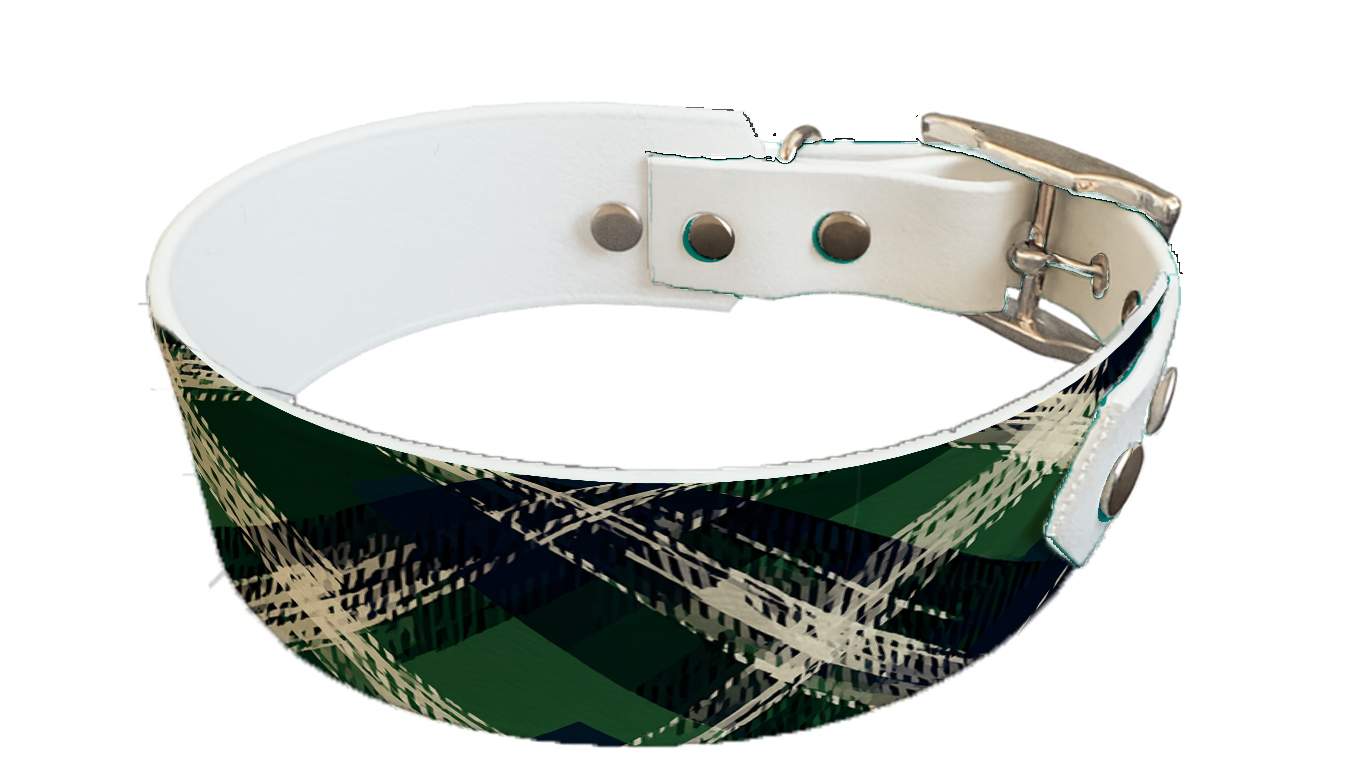 Collier bicolore large pour chien en BioThane® imprimé – Collection Tartan– 38/25 mm