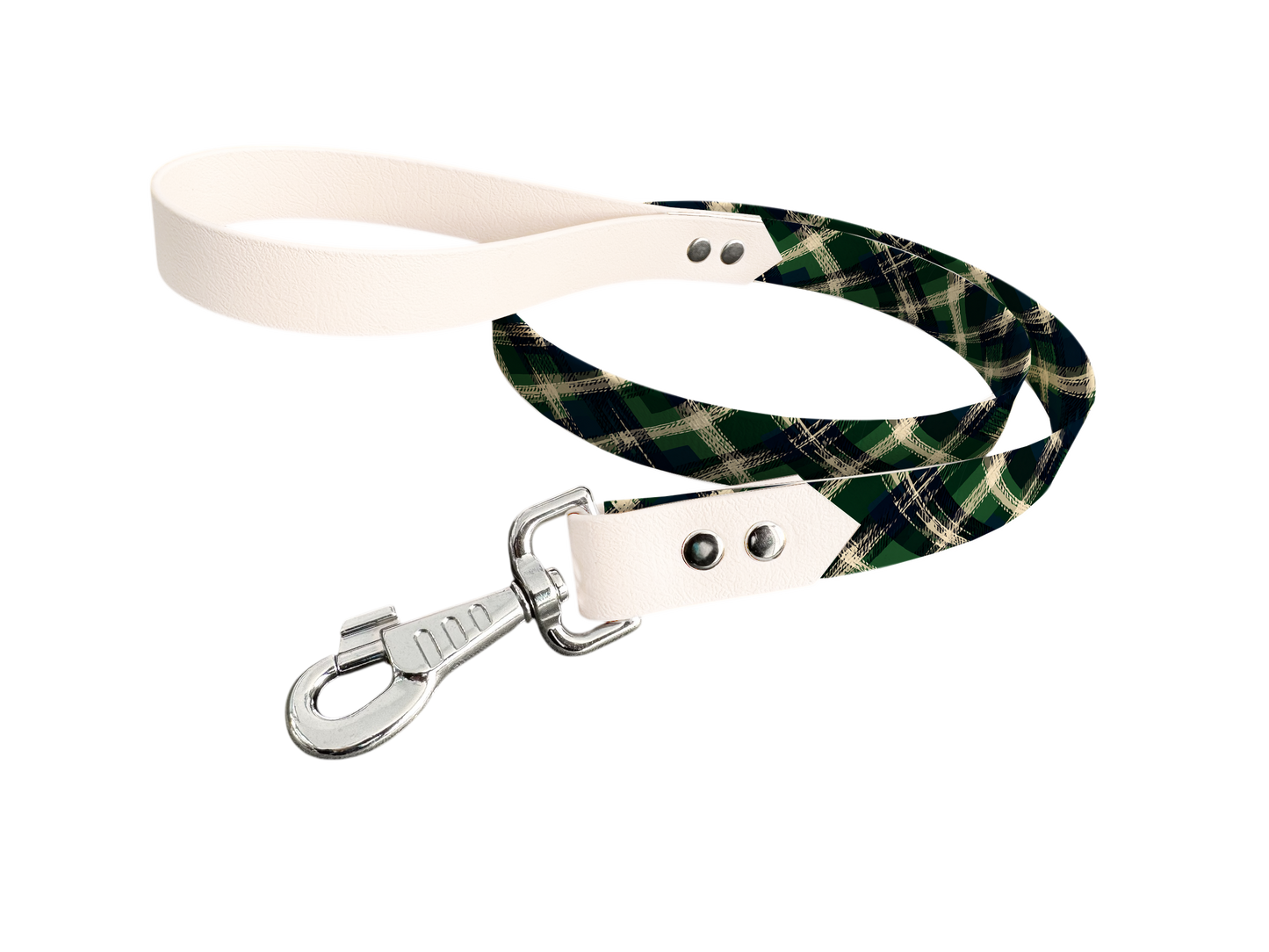 Laisse bicolore en BioThane® avec longe imprimée – Collection Tartan- Coloris au choix