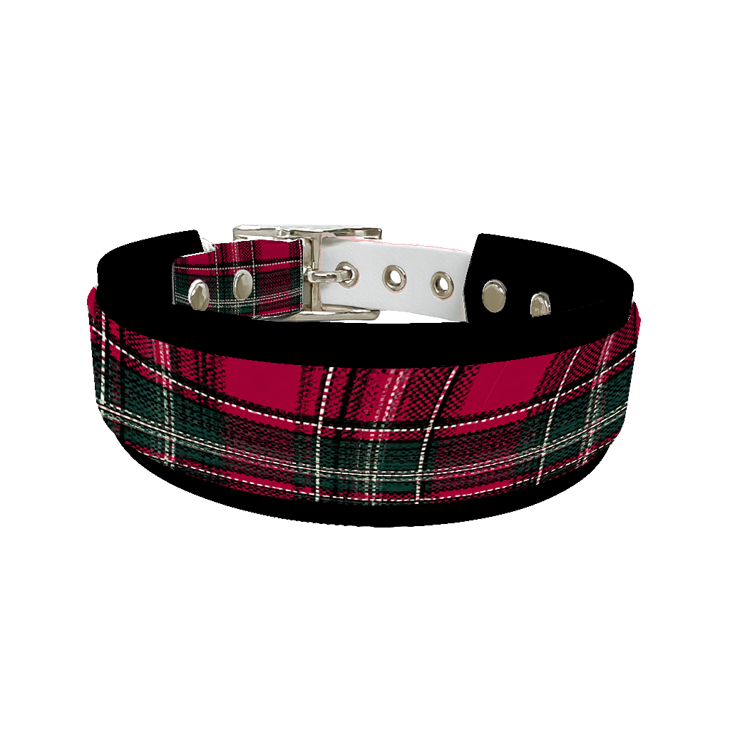 Collier double large pour chien en BioThane® imprimé – Collection tartan– 38/25 mm