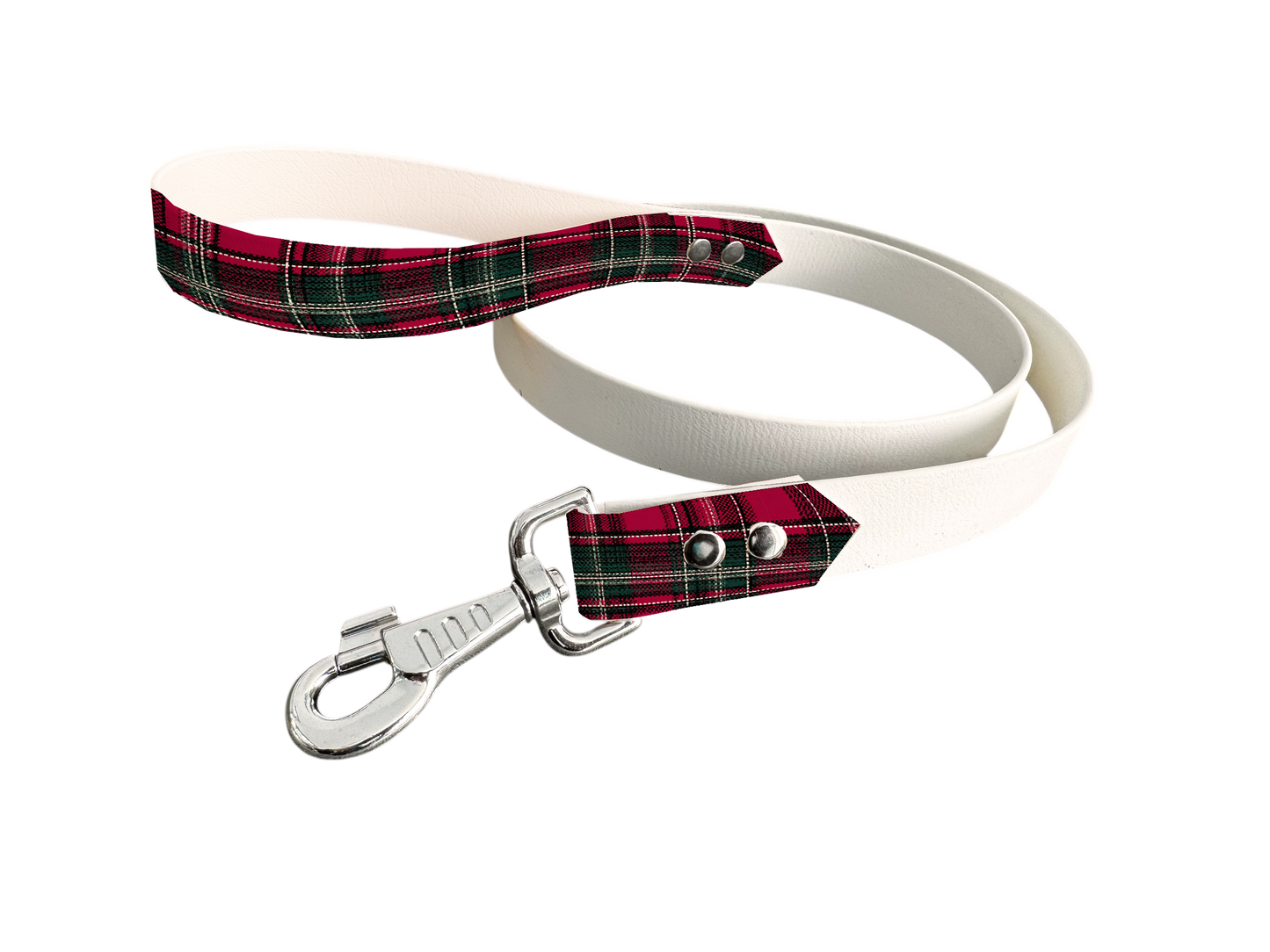 Laisse bicolore en BioThane® avec poignée imprimée – Collection Tartan - Coloris au choix