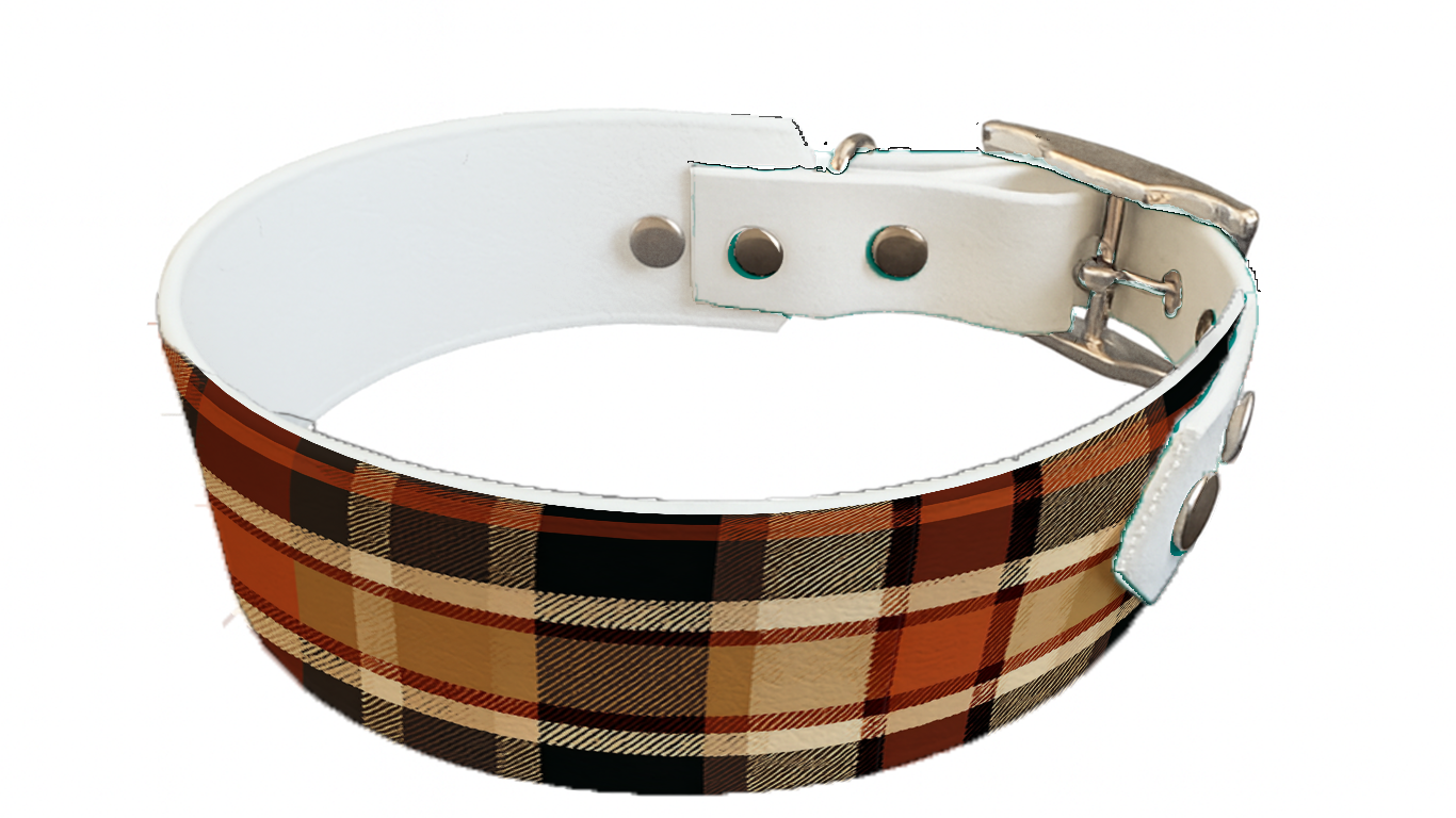 Collier bicolore large pour chien en BioThane® imprimé – Collection Tartan– 38/25 mm