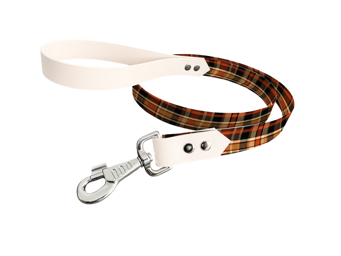 Laisse bicolore en BioThane® avec longe imprimée – Collection Tartan- Coloris au choix