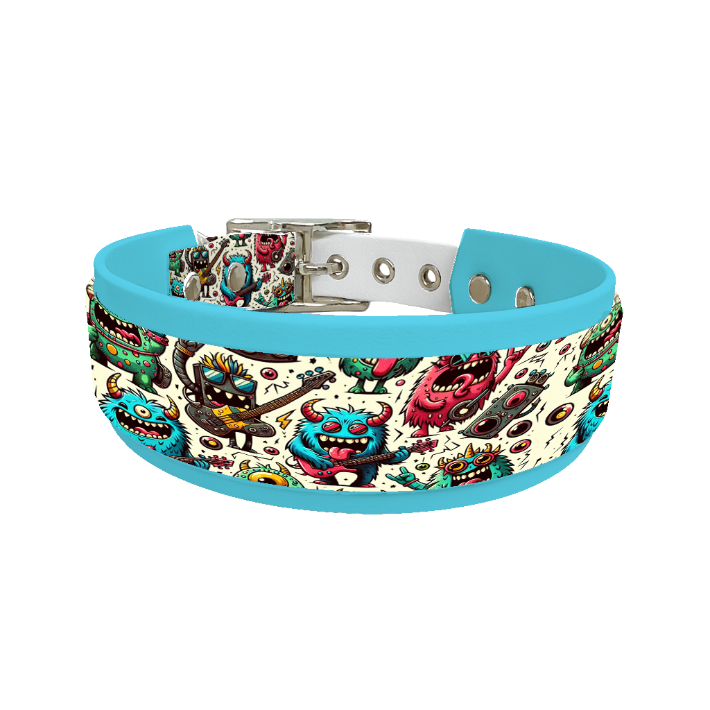 Collier double large pour chien en BioThane® imprimé – Collection monstres et créatures imaginaires– 38/25 mm