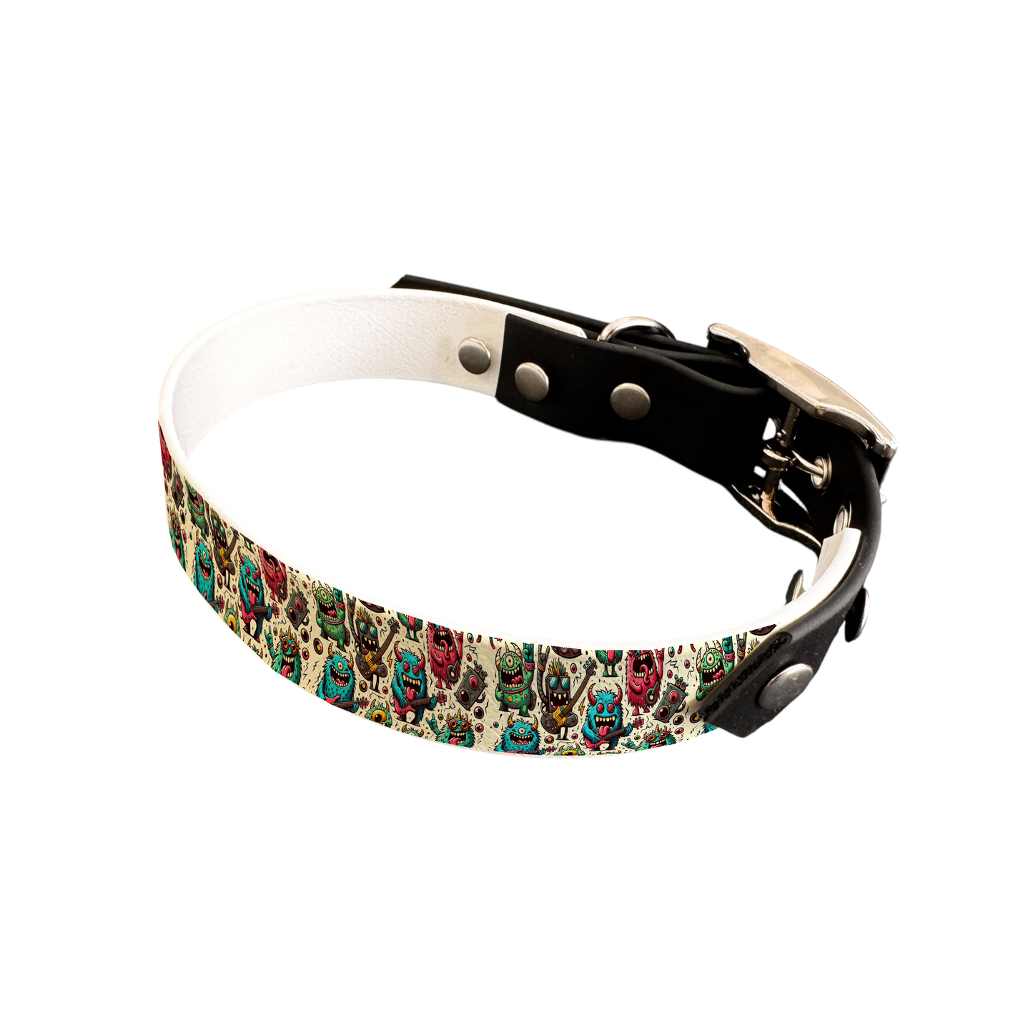 Collier bicolore pour chien en BioThane® imprimé – Collection monstres et créatures imaginaires– 19 mm