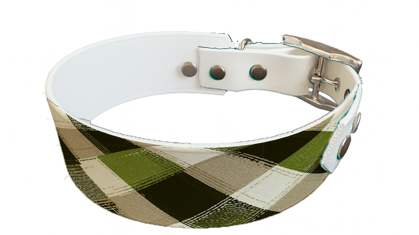 Collier bicolore large pour chien en BioThane® imprimé – Collection Tartan– 38/25 mm