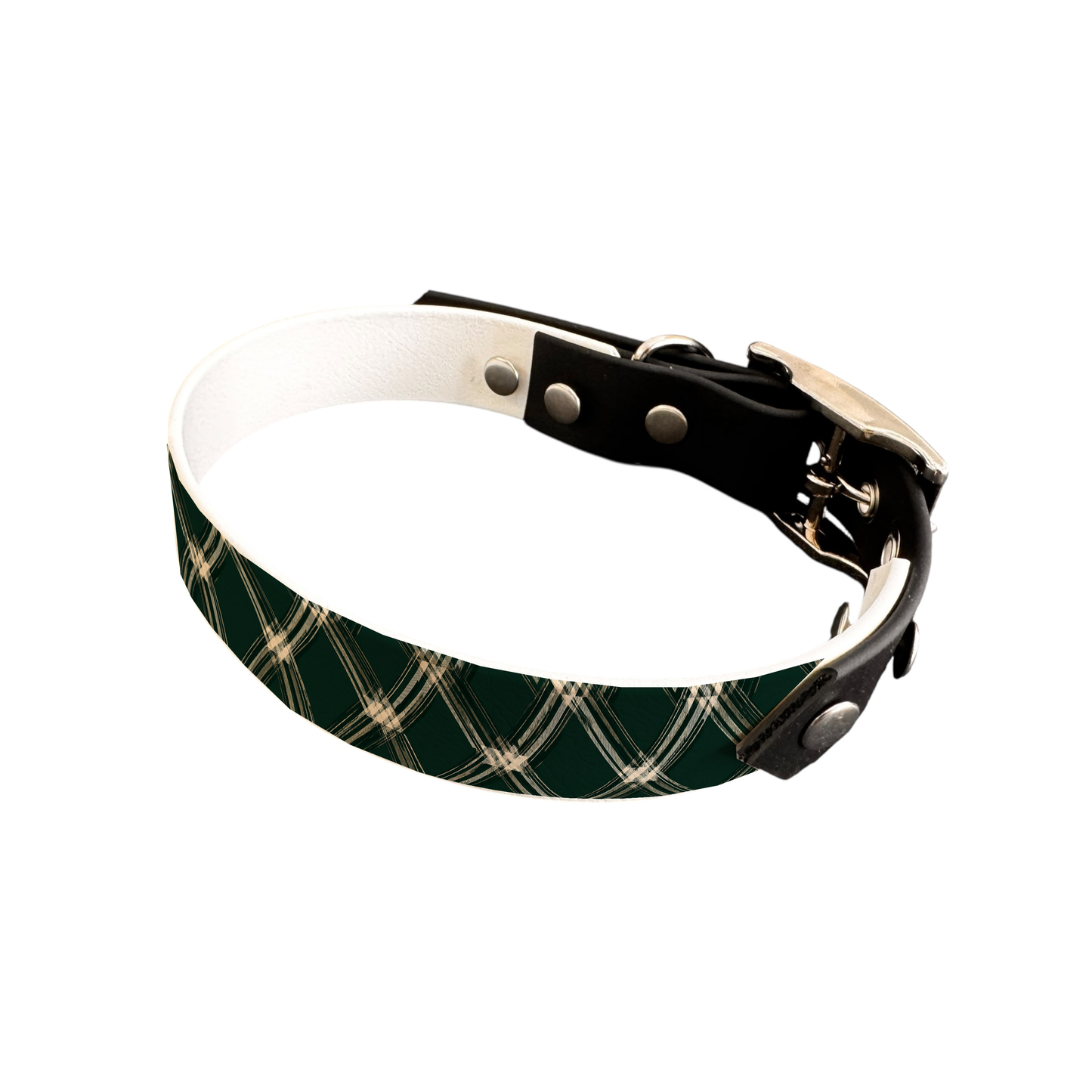 Collier bicolore large pour chien en BioThane® imprimé – Collection Tartan – 19 mm