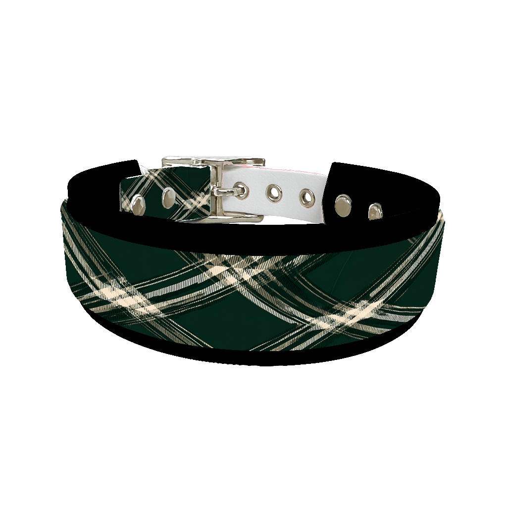 Collier double large pour chien en BioThane® imprimé – Collection tartan– 38/25 mm