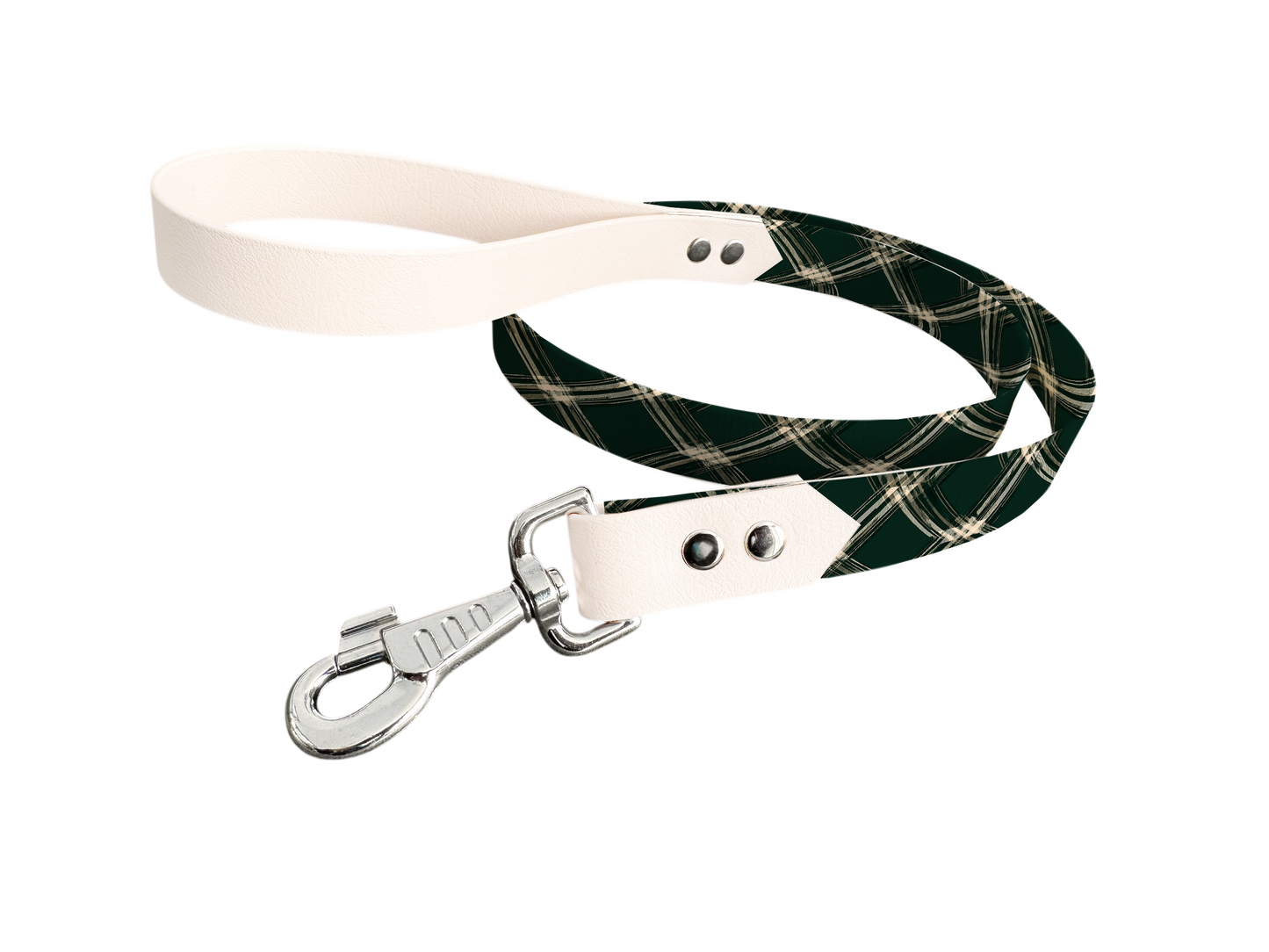 Laisse bicolore en BioThane® avec longe imprimée – Collection Tartan- Coloris au choix