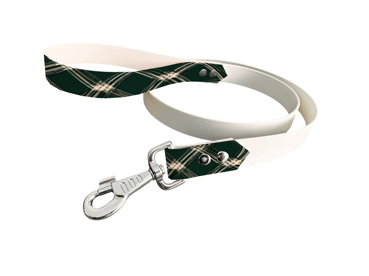 Laisse bicolore en BioThane® avec poignée imprimée – Collection Tartan - Coloris au choix