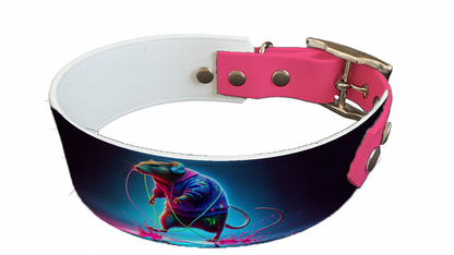 Collier bicolore large pour chien en BioThane® imprimé – Collection animaux pop/kawaii – 38/25 mm