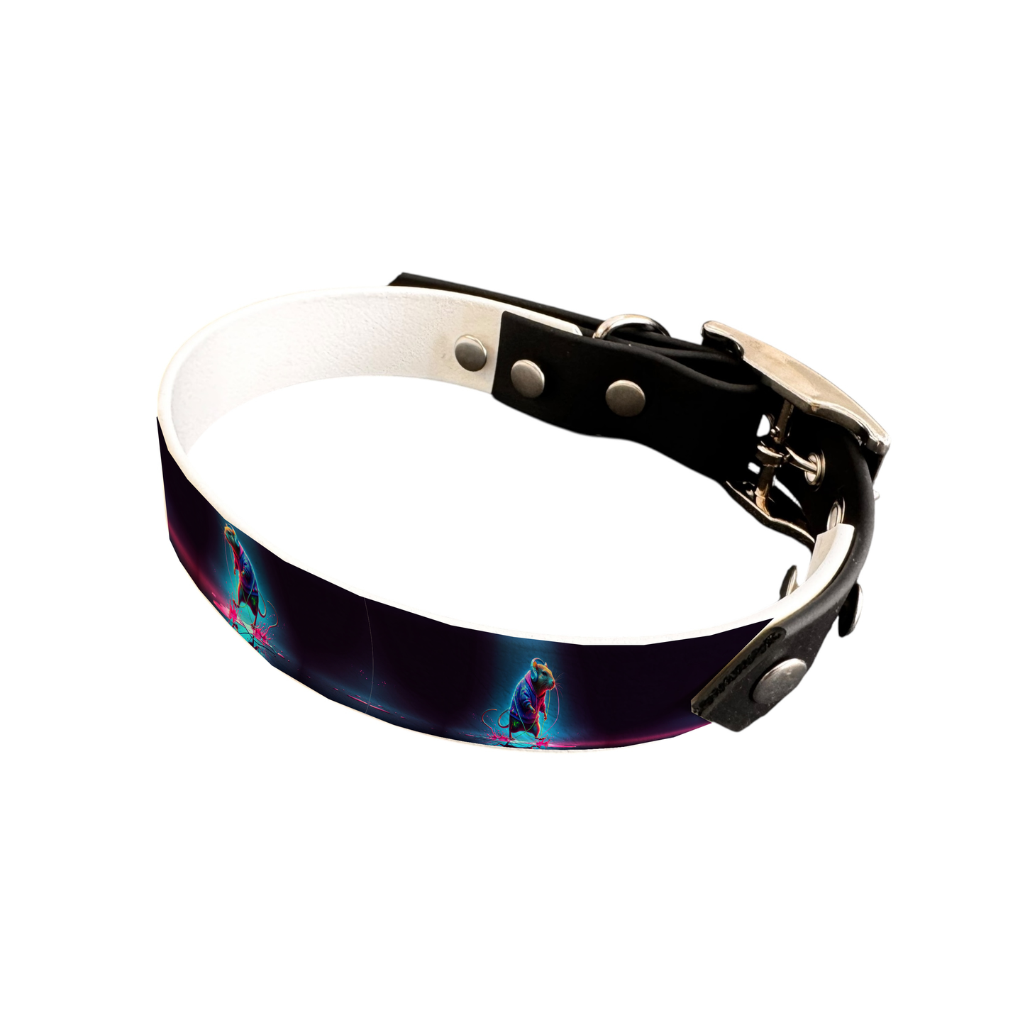 Collier bicolore large pour chien en BioThane® imprimé – Collection animaux pop/kawaii – 25 mm